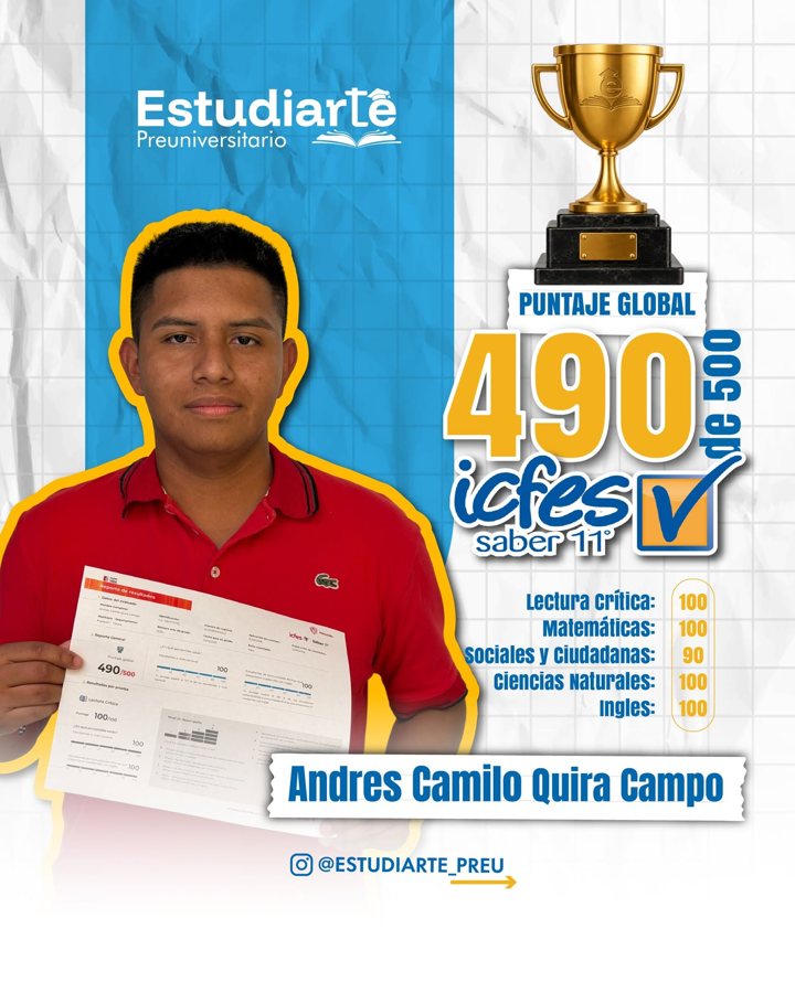 Andrés Camilo Quira Campo, 490 de 500 en el Saber 11